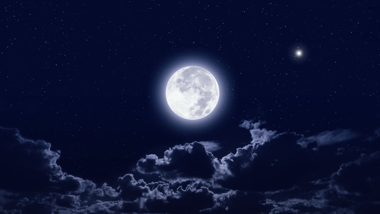 Image of a bright full moon at night